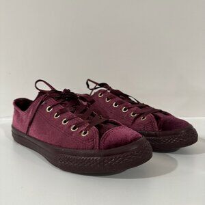 Converse Chuck Taylor All Star Low Top Burgundy Maroon Velvet Size 8 *SEE DESC*